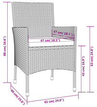 7-tlg. Garten-Essgruppe mit Kissen Schwarz Poly Rattan