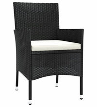 7-tlg. Garten-Essgruppe mit Kissen Schwarz Poly Rattan