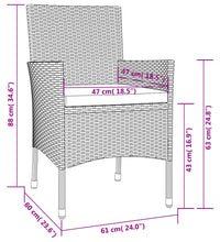7-tlg. Garten-Essgruppe mit Kissen Schwarz Poly Rattan