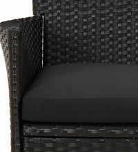 7-tlg. Garten-Essgruppe mit Kissen Schwarz Poly Rattan