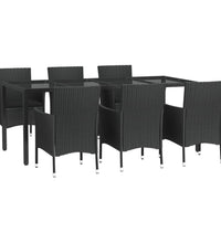 7-tlg. Garten-Essgruppe mit Kissen Schwarz Poly Rattan
