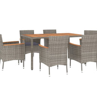 7-tlg. Garten-Essgruppe mit Kissen Grau Poly Rattan