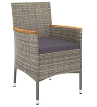 7-tlg. Garten-Essgruppe mit Kissen Grau Poly Rattan