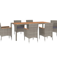 7-tlg. Garten-Essgruppe mit Kissen Grau Poly Rattan