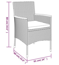 7-tlg. Garten-Essgruppe mit Kissen Grau Poly Rattan