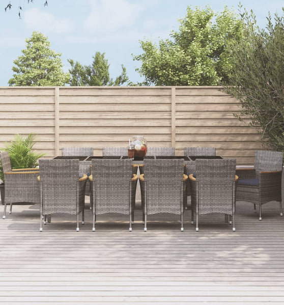 11-tlg. Garten-Essgruppe mit Kissen Grau Poly Rattan