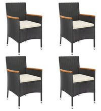 5-tlg. Garten-Bistro-Set mit Kissen Schwarz Poly Rattan