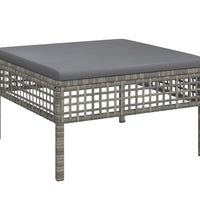 7-tlg. Garten-Lounge-Set mit Kissen Grau Poly Rattan