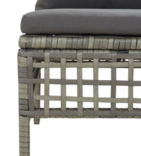 7-tlg. Garten-Lounge-Set mit Kissen Grau Poly Rattan