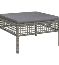 7-tlg. Garten-Lounge-Set mit Kissen Grau Poly Rattan