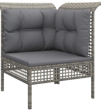 10-tlg. Garten-Lounge-Set mit Kissen Grau Poly Rattan