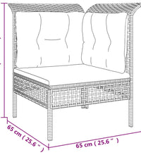 10-tlg. Garten-Lounge-Set mit Kissen Grau Poly Rattan