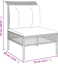 10-tlg. Garten-Lounge-Set mit Kissen Grau Poly Rattan