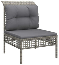 11-tlg. Garten-Lounge-Set mit Kissen Grau Poly Rattan