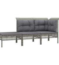 7-tlg. Garten-Lounge-Set mit Kissen Grau Poly Rattan