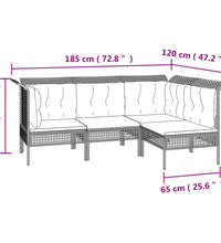 10-tlg. Garten-Lounge-Set mit Kissen Grau Poly Rattan