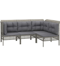 11-tlg. Garten-Lounge-Set mit Kissen Grau Poly Rattan