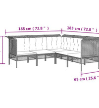 11-tlg. Garten-Lounge-Set mit Kissen Grau Poly Rattan