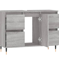 Badschrank Grau Sonoma 80x33x60 cm Holzwerkstoff