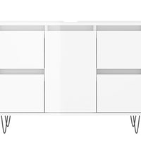 Badschrank Hochglanz-Weiß 80x33x60 cm Holzwerkstoff