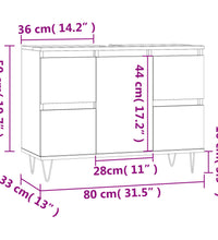 Badschrank Hochglanz-Weiß 80x33x60 cm Holzwerkstoff