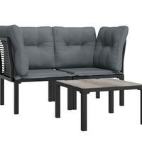 3-tlg. Garten-Lounge-Set Schwarz und Grau Poly Rattan