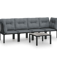 5-tlg. Garten-Lounge-Set Schwarz und Grau Poly Rattan