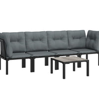 5-tlg. Garten-Lounge-Set Schwarz und Grau Poly Rattan