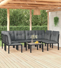 7-tlg. Garten-Lounge-Set Schwarz und Grau Poly Rattan