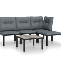 5-tlg. Garten-Lounge-Set Schwarz und Grau Poly Rattan