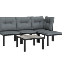 5-tlg. Garten-Lounge-Set Schwarz und Grau Poly Rattan