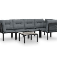 6-tlg. Garten-Lounge-Set Schwarz und Grau Poly Rattan
