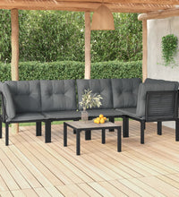 6-tlg. Garten-Lounge-Set Schwarz und Grau Poly Rattan