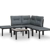 6-tlg. Garten-Lounge-Set Schwarz und Grau Poly Rattan
