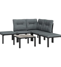 6-tlg. Garten-Lounge-Set Schwarz und Grau Poly Rattan