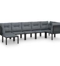 7-tlg. Garten-Lounge-Set Schwarz und Grau Poly Rattan