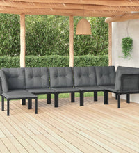 7-tlg. Garten-Lounge-Set Schwarz und Grau Poly Rattan