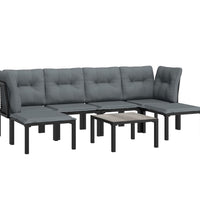 7-tlg. Garten-Lounge-Set Schwarz und Grau Poly Rattan