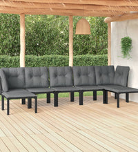 7-tlg. Garten-Lounge-Set Schwarz und Grau Poly Rattan