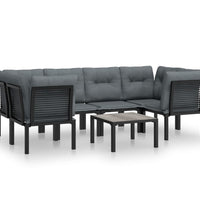 7-tlg. Garten-Lounge-Set Schwarz und Grau Poly Rattan