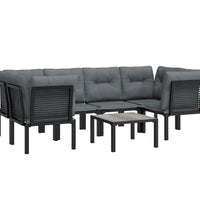 7-tlg. Garten-Lounge-Set Schwarz und Grau Poly Rattan
