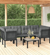 7-tlg. Garten-Lounge-Set Schwarz und Grau Poly Rattan