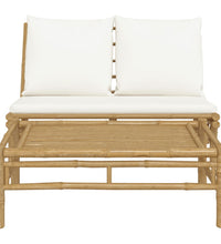2-tlg. Garten-Lounge-Set mit Cremeweißen Kissen Bambus