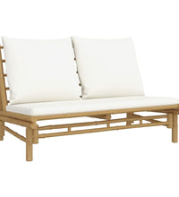 2-tlg. Garten-Lounge-Set mit Cremeweißen Kissen Bambus