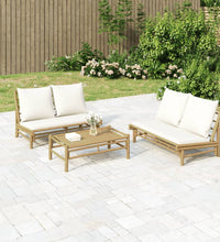 2-tlg. Garten-Lounge-Set mit Cremeweißen Kissen Bambus
