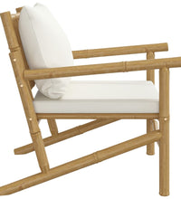 Gartenstühle 2 Stk. mit Cremeweißen Kissen Bambus