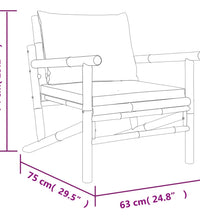 Gartenstühle 2 Stk. mit Cremeweißen Kissen Bambus