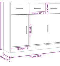 Sideboard Weiß 91x28x75 cm Holzwerkstoff