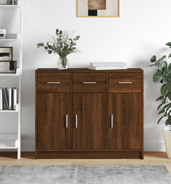 Sideboard Braun Eichen-Optik 91x28x75 cm Holzwerkstoff