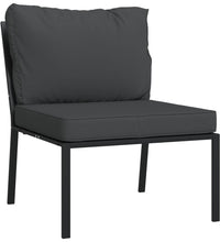 11-tlg. Garten-Lounge-Set mit Grauen Kissen Stahl